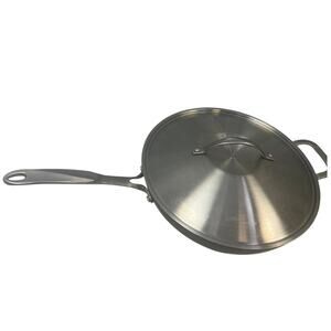 Used Simply Calphalon #1612  Nonstick 12" Metal Frying Pan w Metal Lid